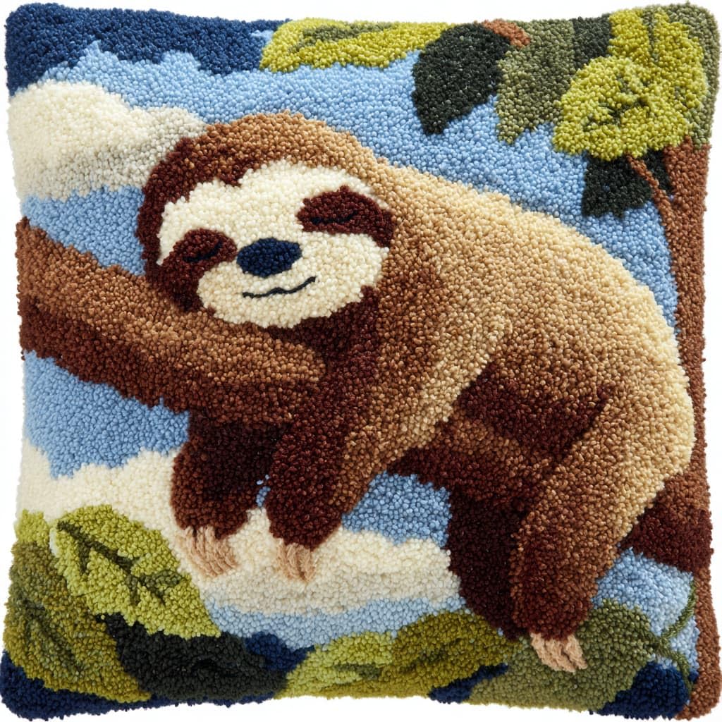 WallustrioaW Latch Hook Cushion Kits for Adults,Animal Sloth
