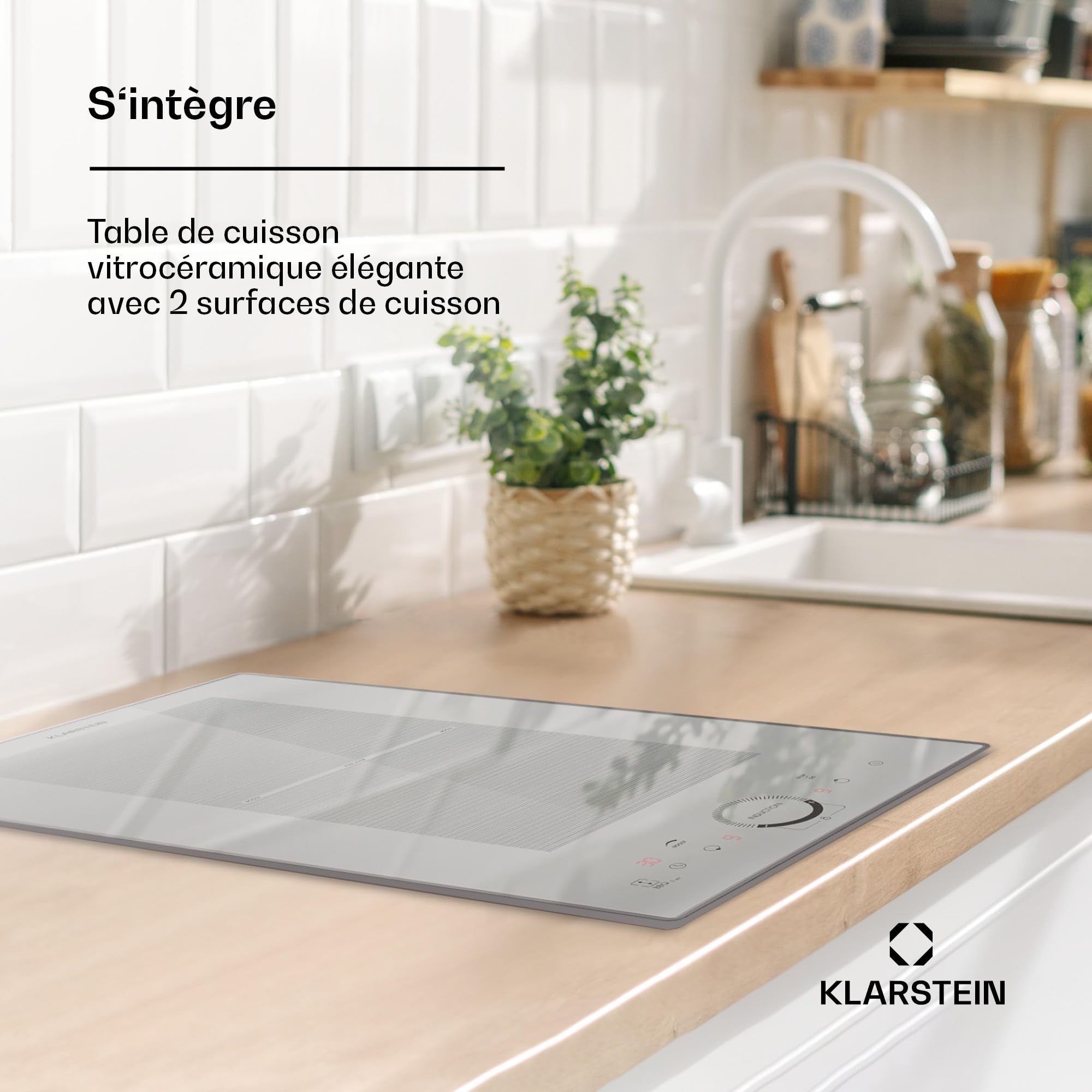 Klarstein Plaque Induction 3500W, Plaque de Cuisson Electrique à Induction, Encastrées 2 Feux, Tables de Cuisson Encastrable, Contrôle Tactile, Rechaud Electrique pour la Cuisine