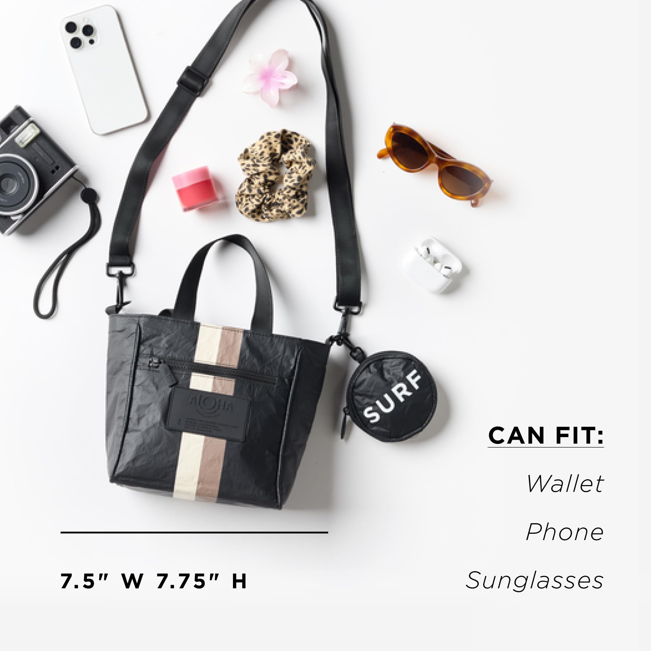 ALOHA Collection Crossbody Bag - Zip-Top Closure, Lightweight, Splash-Proof Mini Tote Bag for Travel, Errands, and Everyday Use