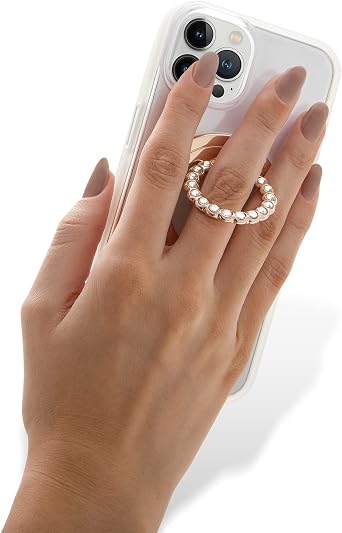 Sonix Magnetic Phone Grip and Phone Ring Holder - Compatible with MagSafe - Rotatable Kickstand and Phone Holder for iPhone 16, 15, 14, 13, 12 Series - Gold/Clear Rhinestone