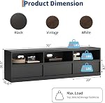 70 Inch TV Stand for TVs Up to 85 in, Mid Century Modern Entertainment Center with 3 Drawers & Open Shelves, Sturdy MDF, Heavy Duty Media Console Stand for Living Room, Black