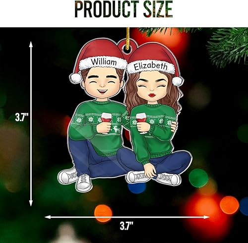 Miniatura 5 de Pawfect House Adorno de Navidad personalizado para parejas de Cheers to A Merry Christmas 2023, decoración de árbol de Navidad, regalos para