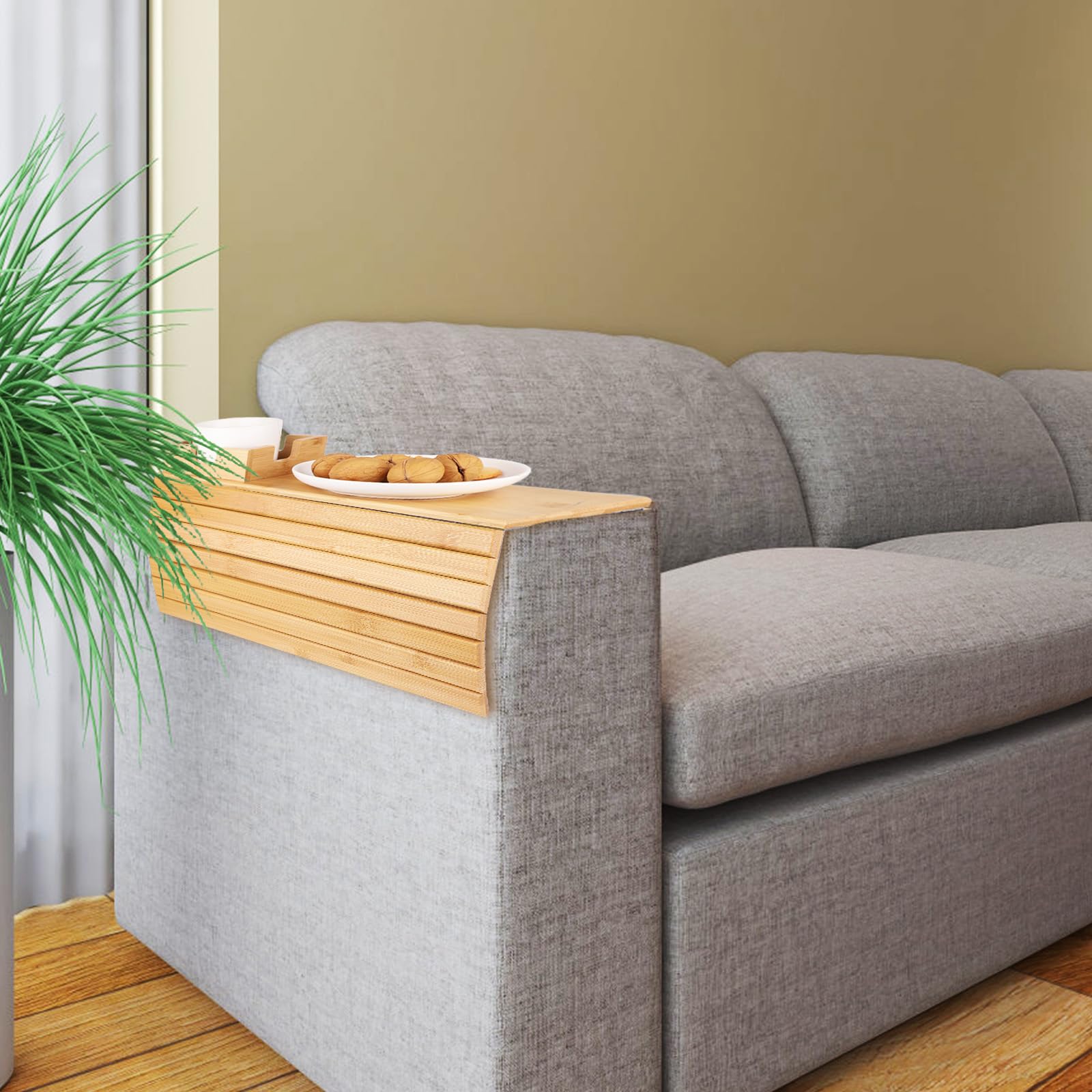 Porte-gobelet De Canapé En Bambou Naturel Antidérapant, Accoudoir De Canapé, Pliable, Multifonctionnel, Standard, Télécommande
