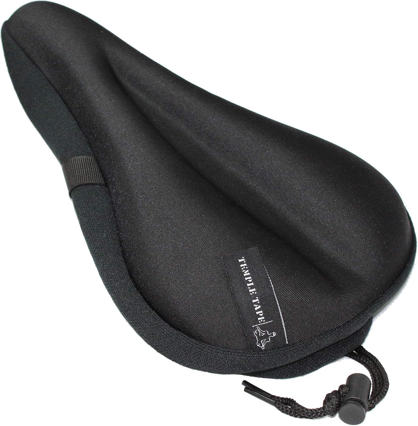 Temple Tape Ultra Gel Bike Seat Cushion - Extra Soft Bicycle Saddle Cover for Spin, Exercise Stationary Bikes and Outdoor Biking - Premium Accessories for Comfort While Cycling
