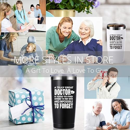 Miniatura 7 de momocici Vaso de 20 onzas con texto en inglés "A Truly Great Doctor is Hard to Encontrar". Regalos de agradecimiento para médicos. Cumpleaños,