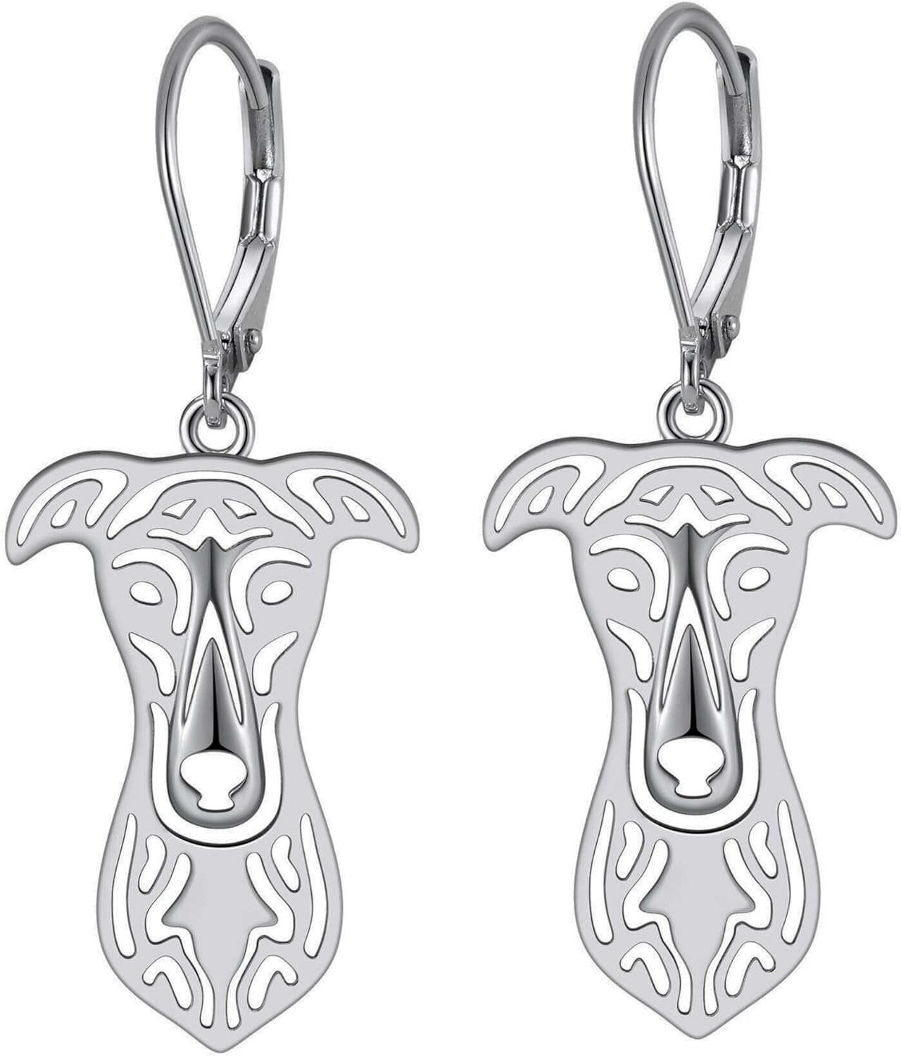 Greyhound Dog Necklace Dangle Earrings or Set for Women by Ginger Lyne | Sterling Silver Puppy Lovers Pendant and Box Chain for Her | Animal Paw Print Jewelry for Dog Mom