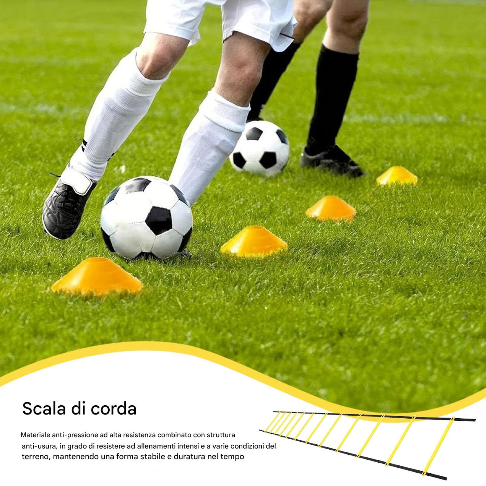 Di Agilità - PP, 6 Metri E 12 Sezioni, Ampia Versatilità | Scaletta Da Allenamento Facile Da Trasportare, Attrezzatura Coordinazione Per Calcio Pallavolo Basket Tennis Boxe