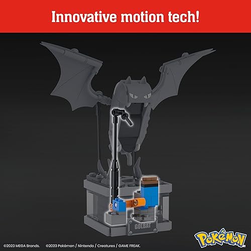 Miniatura 4 de Mega Juego de construcción de figuras de acción Pokémon, mini golbat de movimiento con 313 piezas y movimiento de aleteo de alas, juguete de
