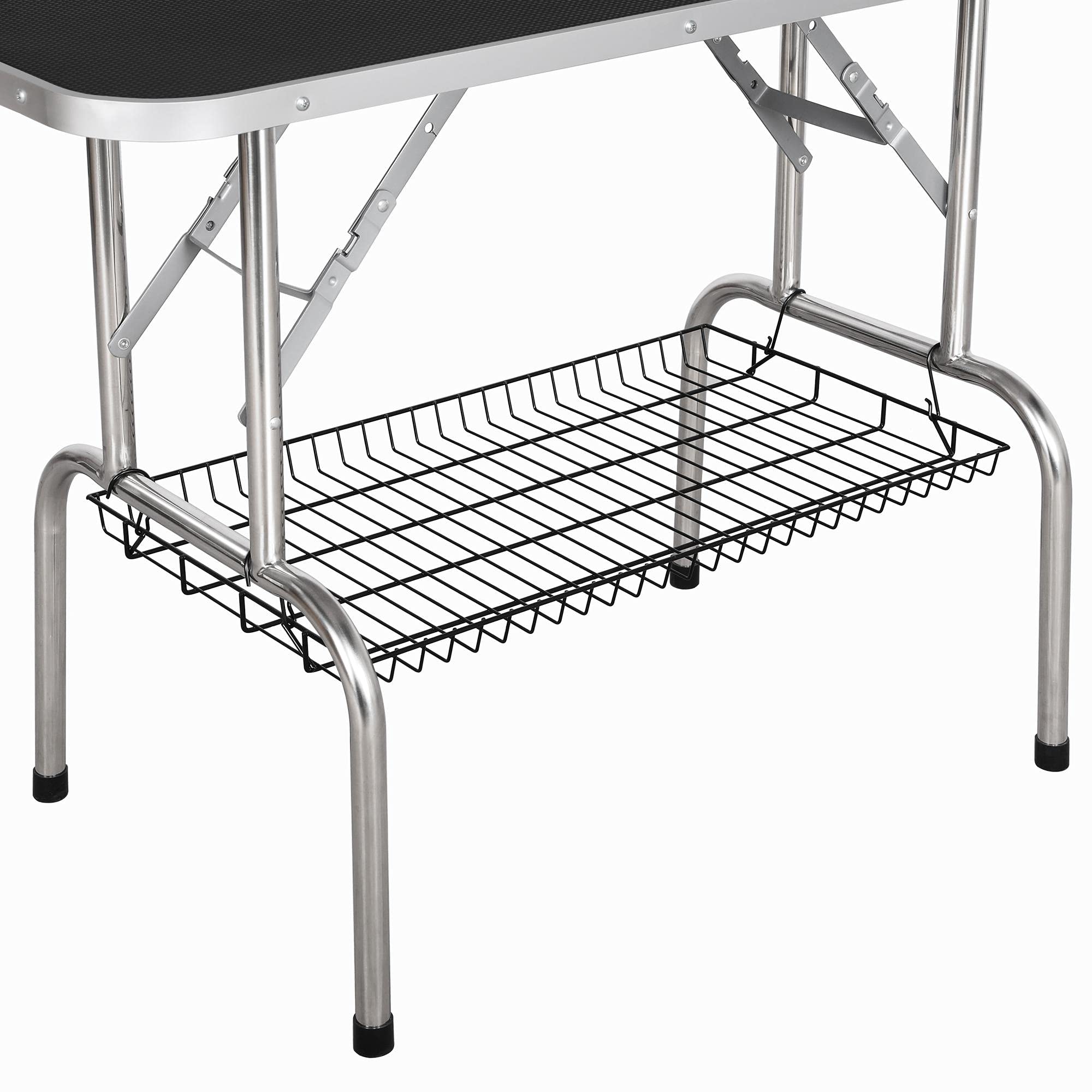 Yaheetech Trimmtisch Tierpflegetisch Schertisch Pflegetisch mit Unterkorb, 2 Schlingen, klappbar schwarz 118 x 60,9 x 177 cm