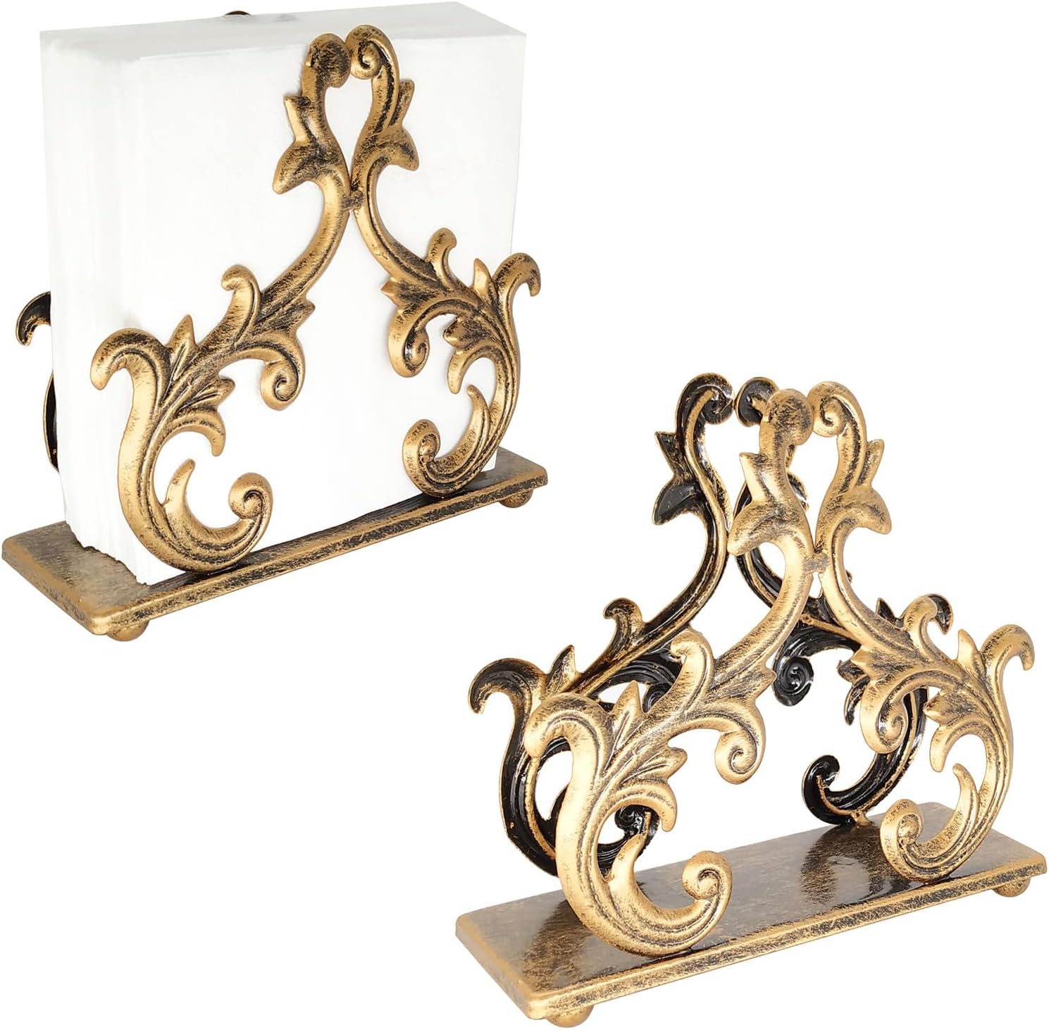 Amazon.com: Set of 2 Bronze Metal Baroque Style Napkin Holder ...