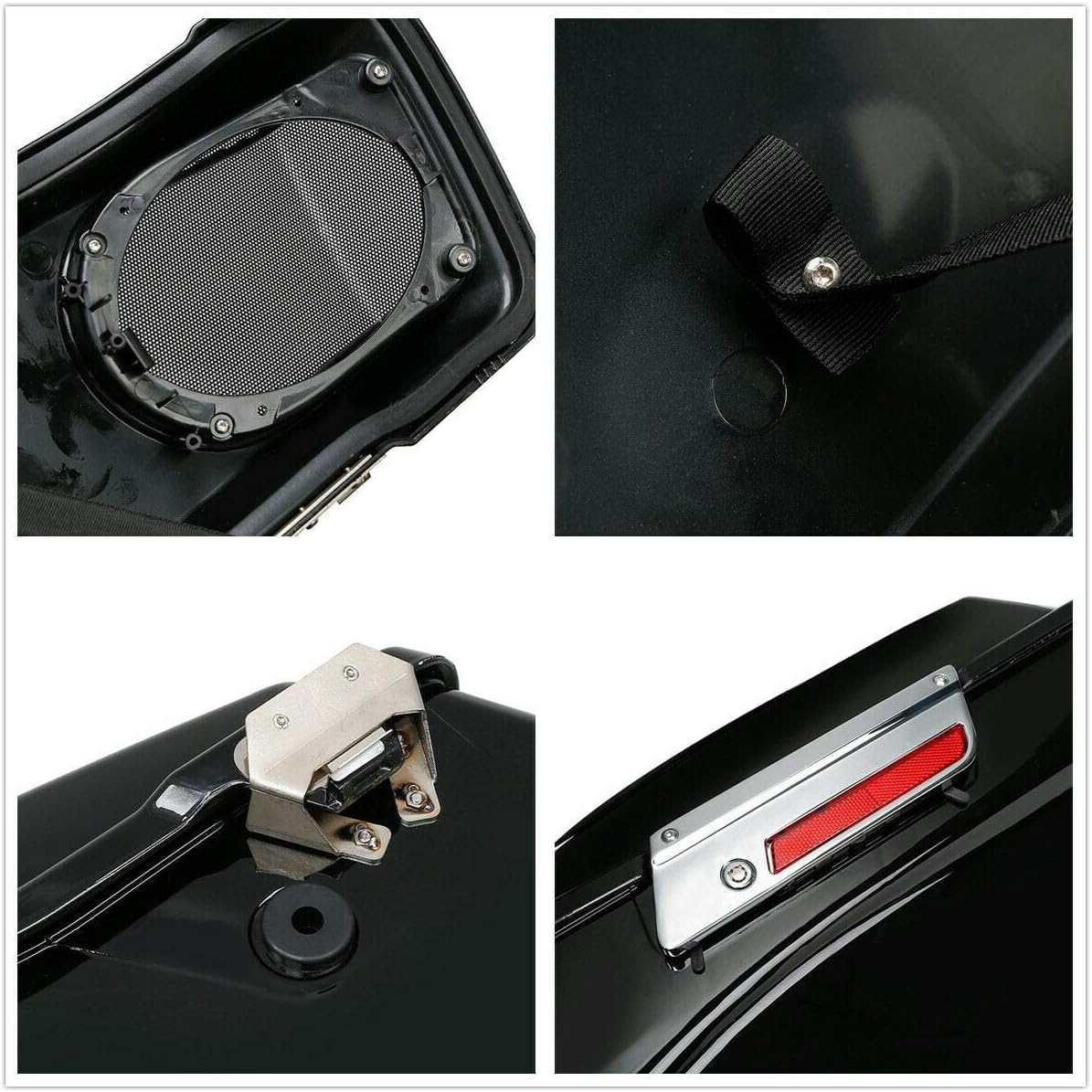 Green-L Vivid Black Saddlebags with 5x7 Speakers Fit for Harley Road King Electra Street Glide 1994-2013 Touring Models