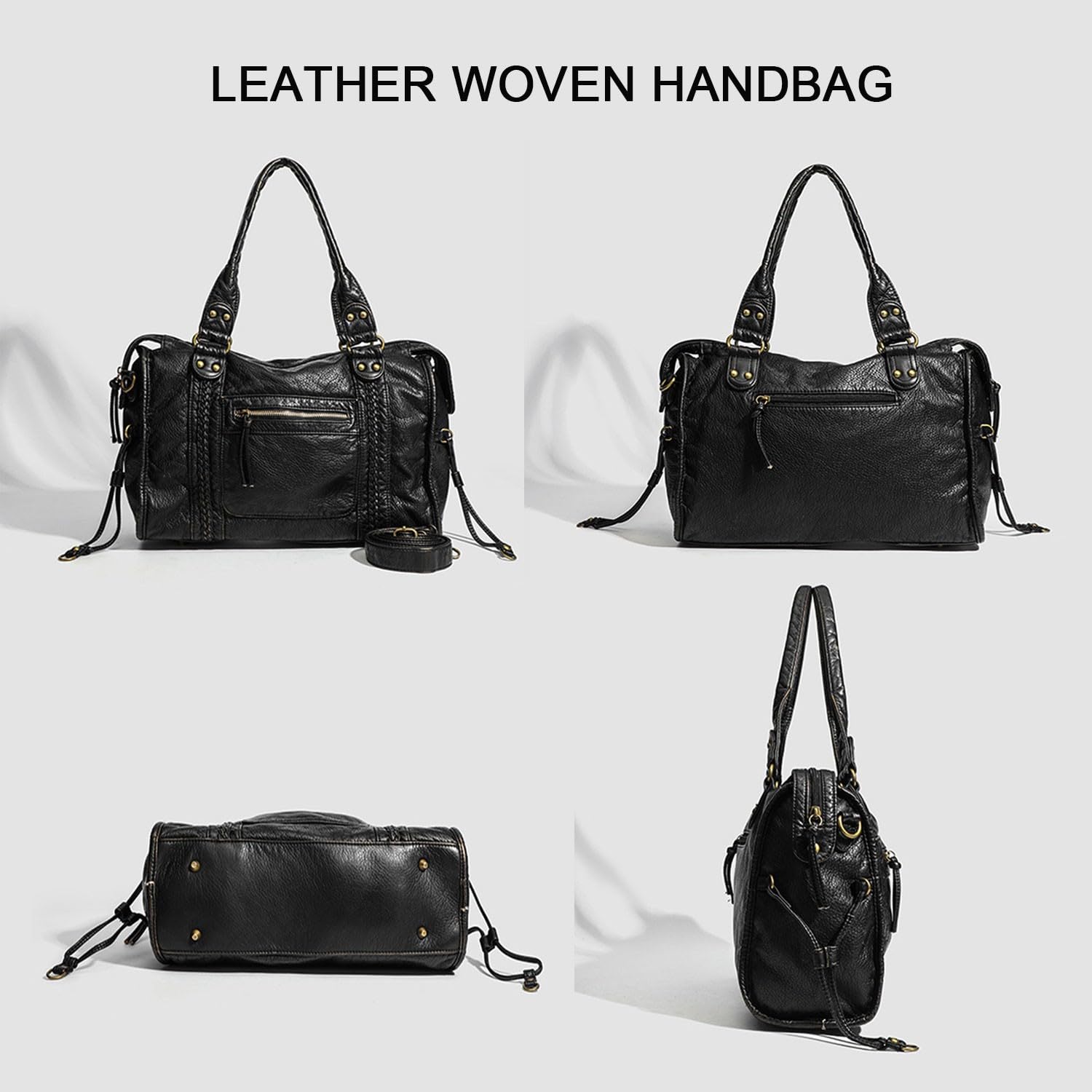 Vintage City Bag Damen PU Leder Handtasche Groß Shopper Tasche Hobo Bag Schultertasche Arbeitstasche Uni Leder-Tragetasche Für Damen, Für Arbeit Schule Reisen(Coffee,37 * 12 * 28cm)