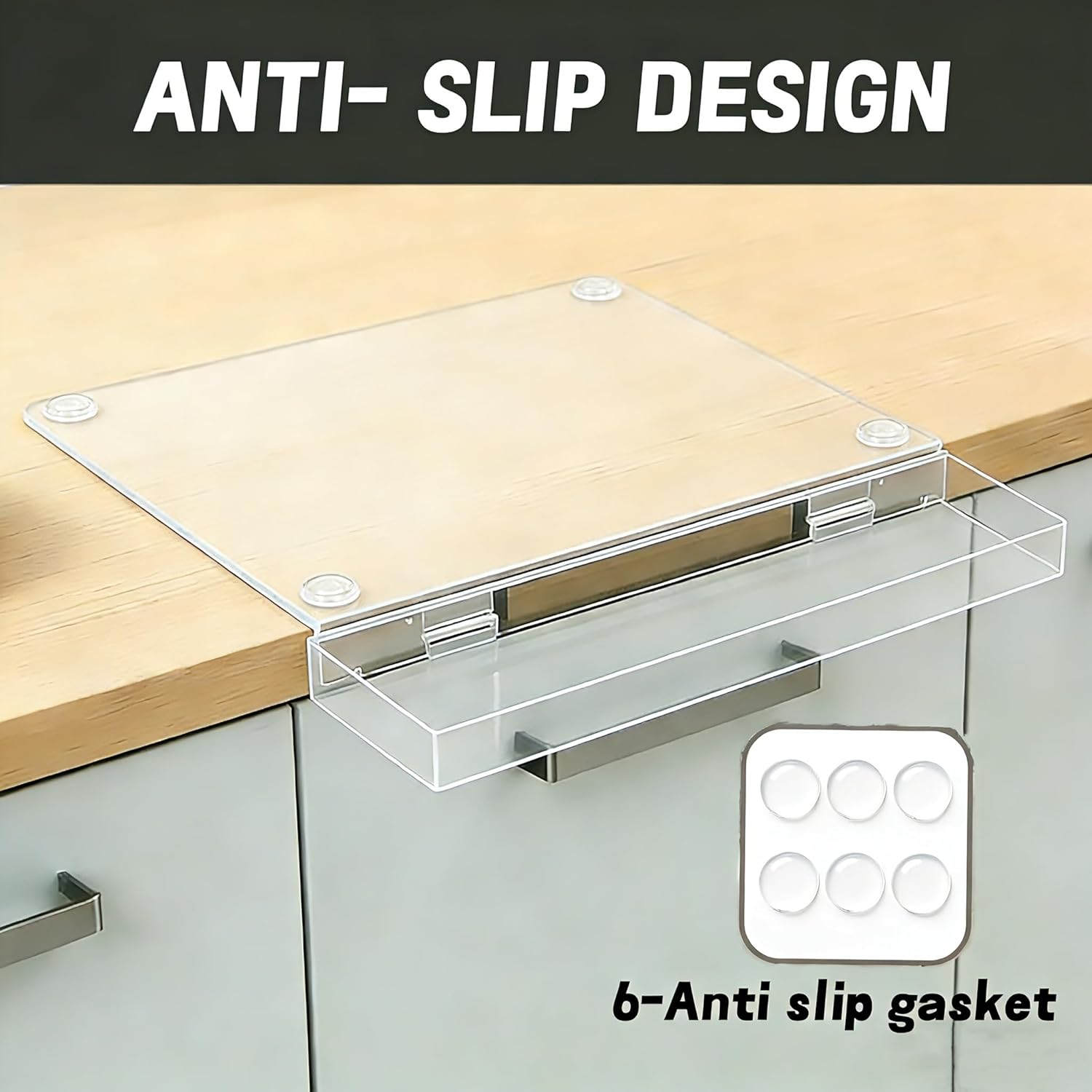 Acrylic Cutting Board With Waste Container And Counter Lip,17x13,Non-Slip Acrylic Countertop Cutting Board,Kitchen Prep,Perfect For Slicing Vegetables,Fruits,Meat And Bread