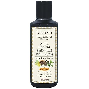 Satvayush Khadi Amla Reetha Shikakai Bhringraj SLS-Paraben free Ayurvedic Shampoo Anti Dandruff -210 ml