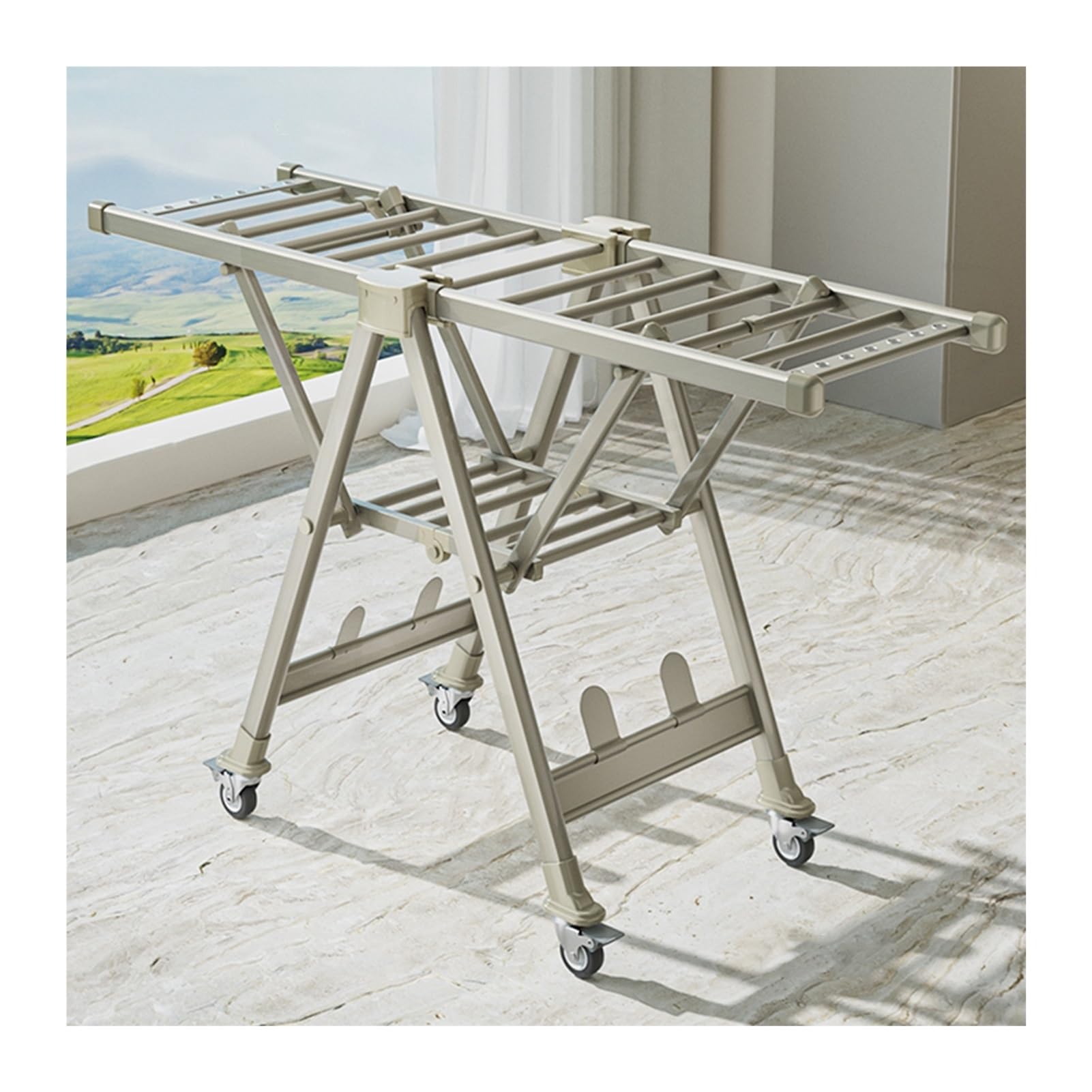 Séchoir à linge portable et pliable de grande capacité pour l'intérieur et l'extérieur
