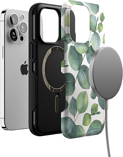 Miniatura 4 de Casely Funda para iPhone 13 Pro Compatible con MagSafe Leaf Me Alone Funda con estampado floral verde