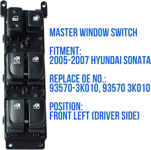 Miniatura 2 de Interruptor principal de ventana eléctrica para Hyundai Sonata 2005-2007 Interruptor de control del lado del conductor delantero izquierdo
