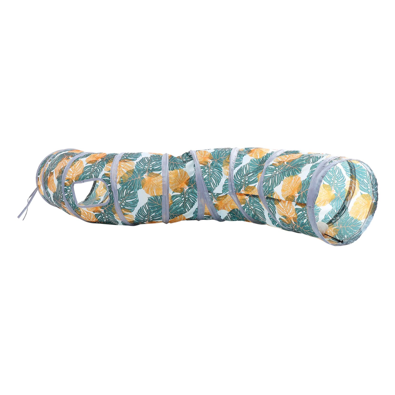 Túnel plegable para gatos para la diversión en el salón con pelota interactiva