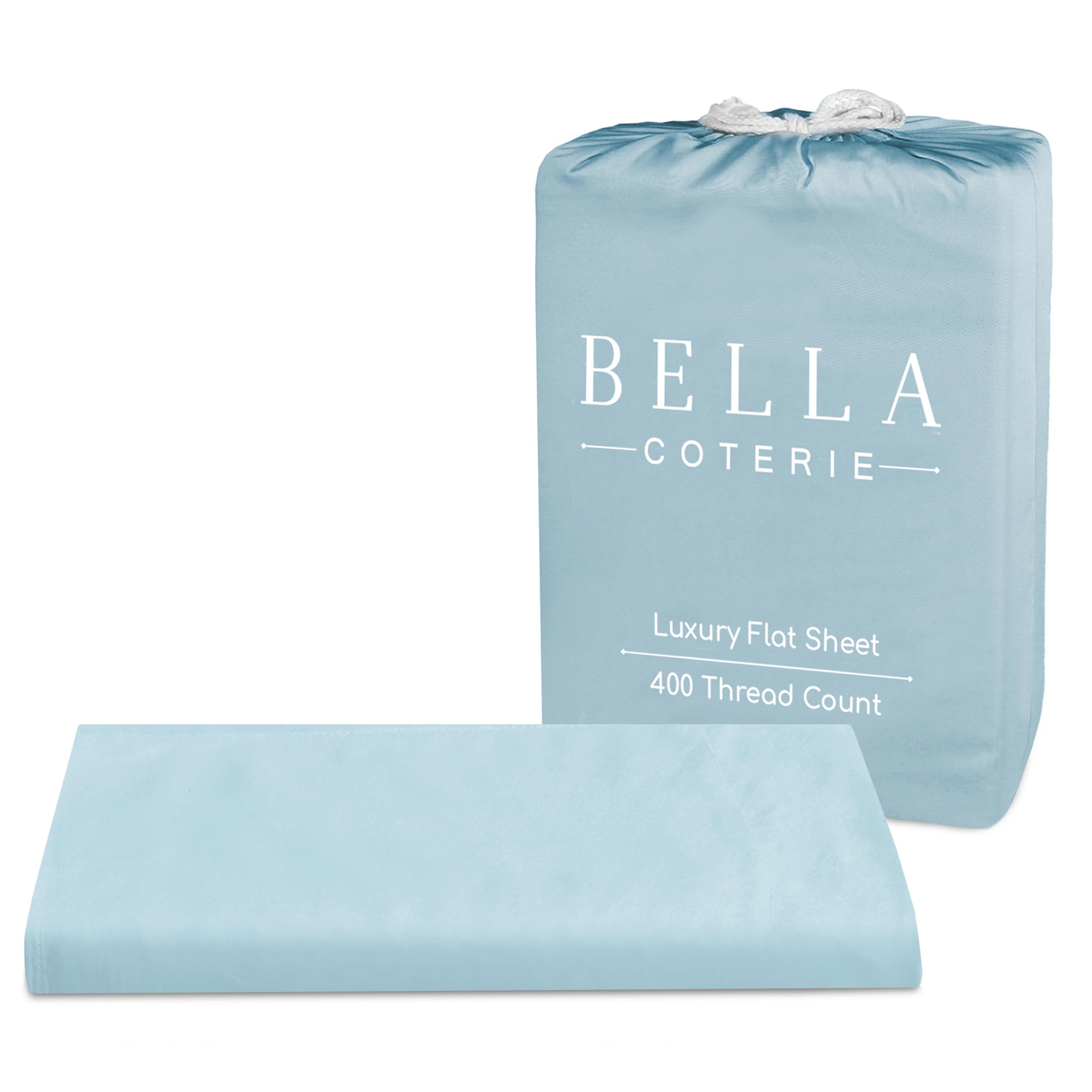 Bc Bella Coterie Coastal Blue Bella Coterie Luxury Bamboo Viscose Queen Size Flat Sheet | 100% Organically Grown | Ultra Soft | Cooling For Hot Sleepers [Coastal Blue]