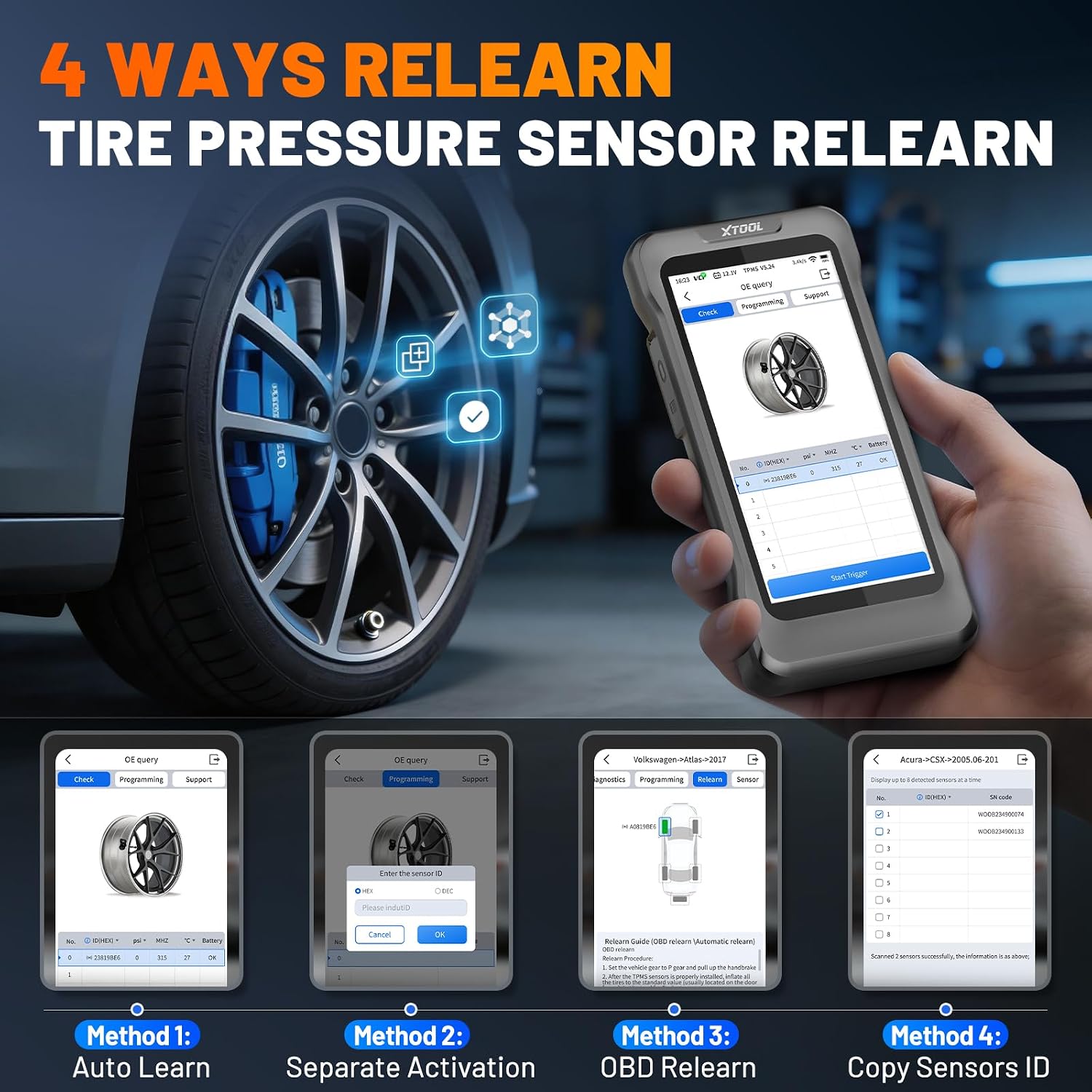 XTOOL TP580 TPMS Programming Scanner: 2026 Up of TP150 D6S, OBD2 Diagnostic Scan Tool w/ 22+ Resets TPMS Relearn/Reset/Activate, Program XTOOL TS100 Only, CAN-FD&DOIP, All System, Free Updates