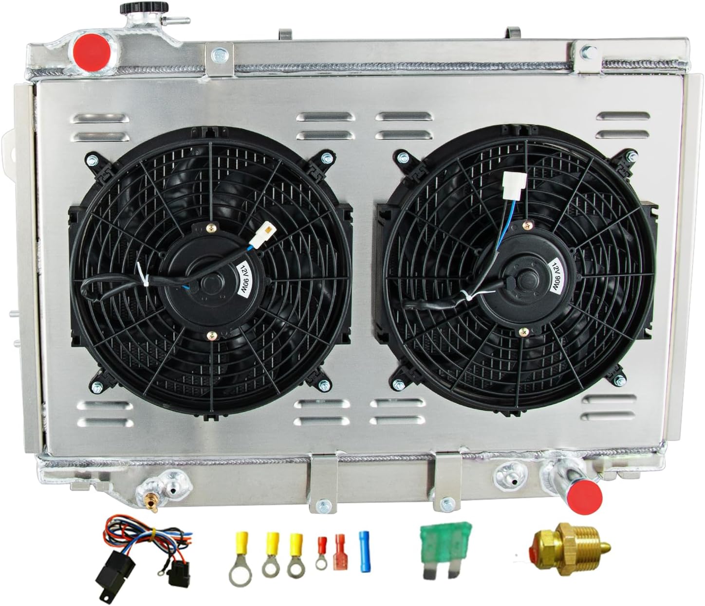 4 Row Core Aluminum Radiator For 1990-1998 1995 Toyota Land Cruiser 4.0L I6 AT MT Radiador Automotive Replacement Radiators Shroud Fan Relay Kit