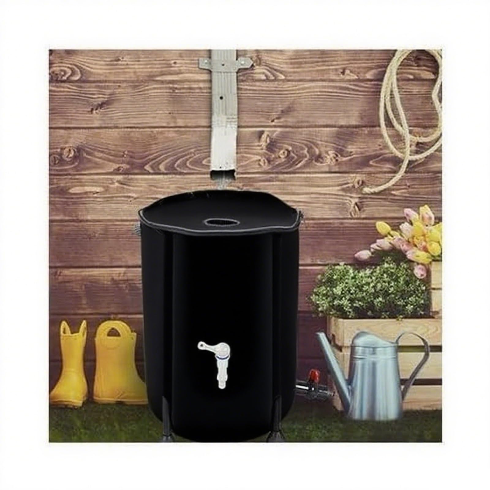 Barril Plegable para Recoger Agua de Lluvia, Sistema portátil de recolección de Agua de Lluvia para un riego eficiente de Jardines y Patios.