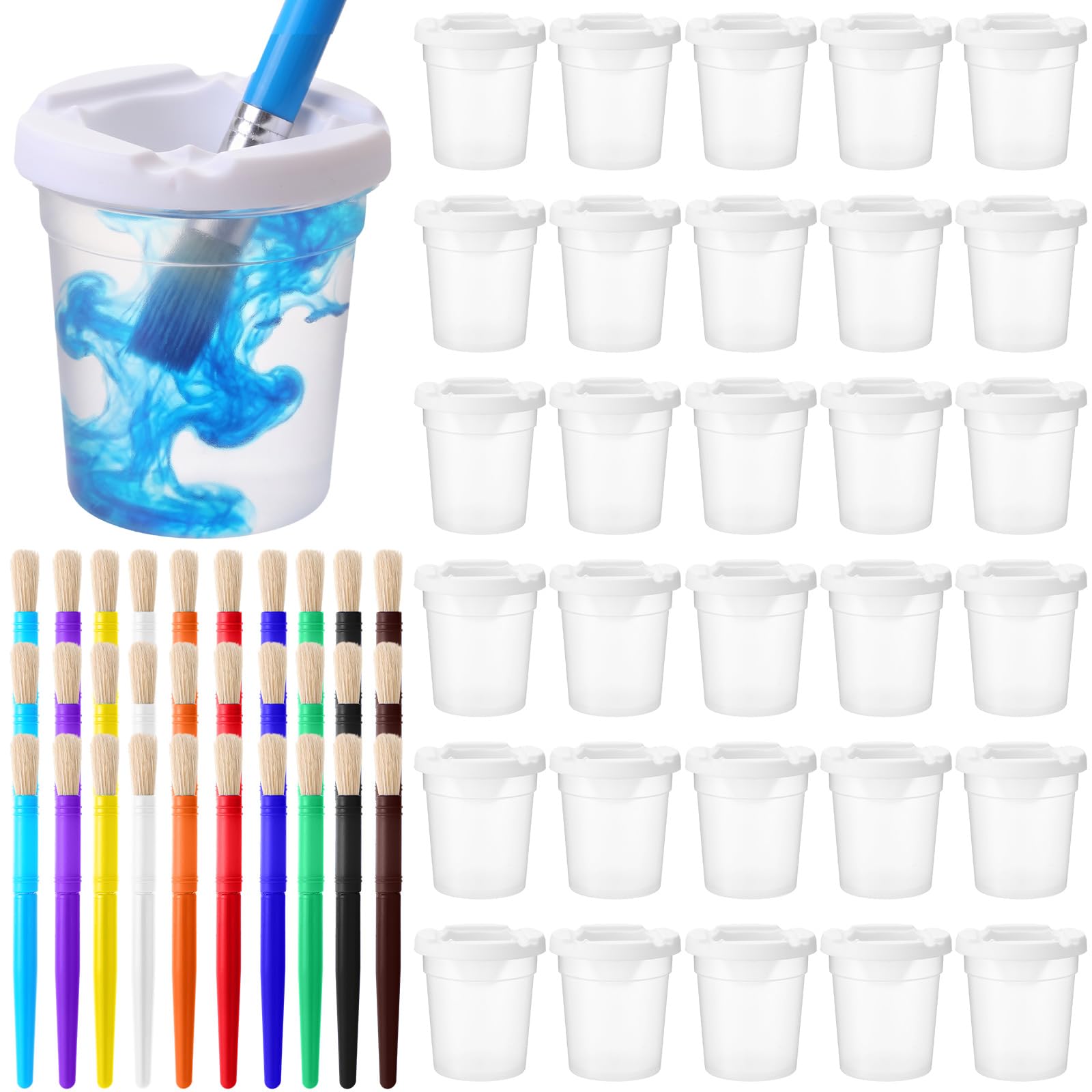 Marspark 40 Pcs No Spill Paint Cups with Lids for Adults, White