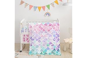 Axolotl Mermaid Scales Bedding Sets for Girls, 3 Piece Crib Bedding Set