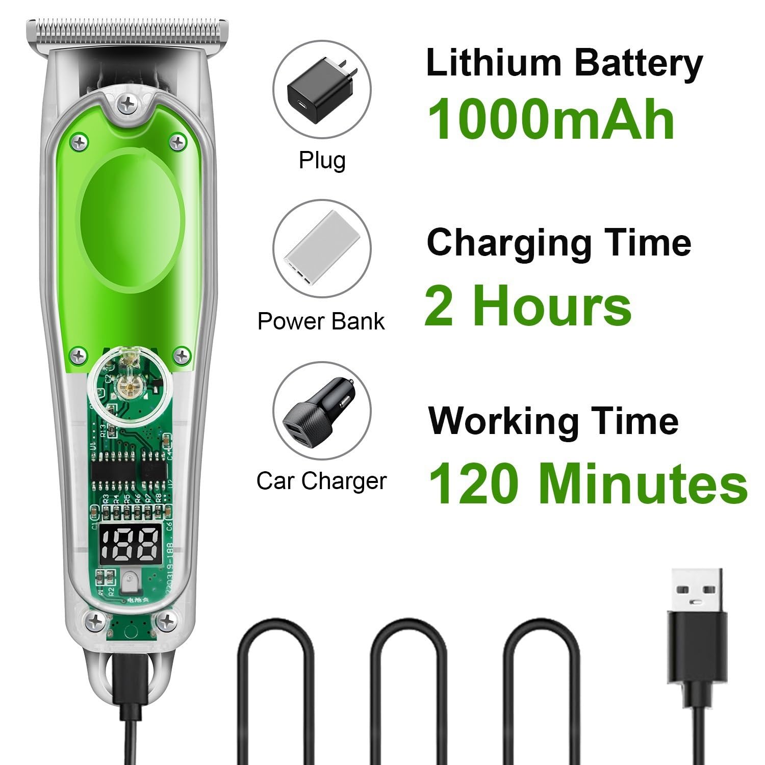 Tosatrice per capelli, Tagliacapelli Elettrico Professionale Da Uomo, Ricaricabile Tramite USB, Barbiere