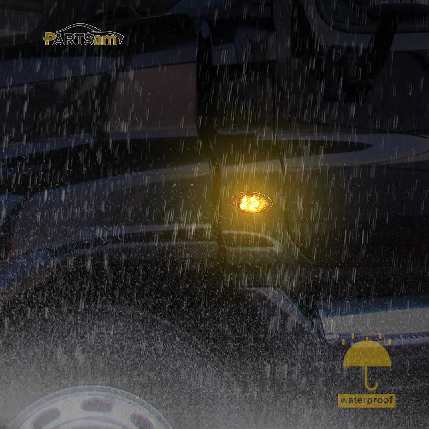 Partsam 2Pcs For Freightliner Cascadia Amber LED Side Marker Turn Signal Lights 5-2835-SMD Clear Lens, Replacement For Freightliner Cascadia Semi Truck Front Cab Side Turn Marker Clearance Lights