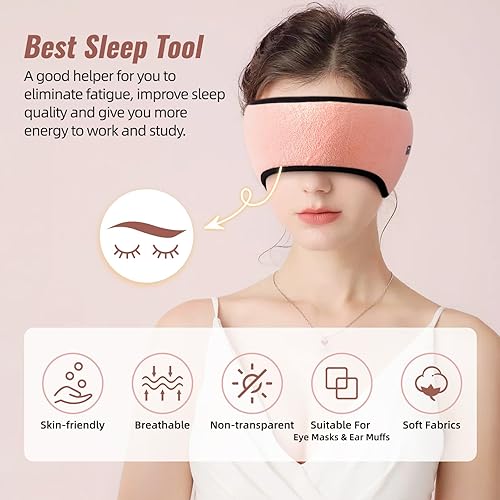 Miniatura 2 de Máscara para dormir, máscara de ojos para dormir con cabezas ajustable, tela de felpa para hombres y mujeres, máscara de oreja 2 en 1 y máscara de