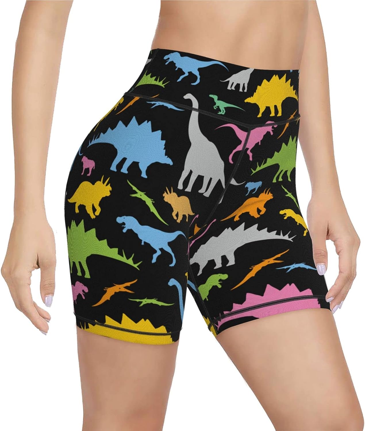 Yaateeh Women's High Waist Bike Shorts for Workout Sports Athletic Running Hiking Biker Yoga Gym - Image 2