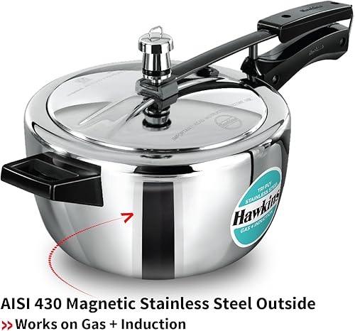 Miniatura 6 de Hawkins Olla a presión de acero inoxidable triple de 3,5 litros, cocina de tapa interior, plata (HSST35)