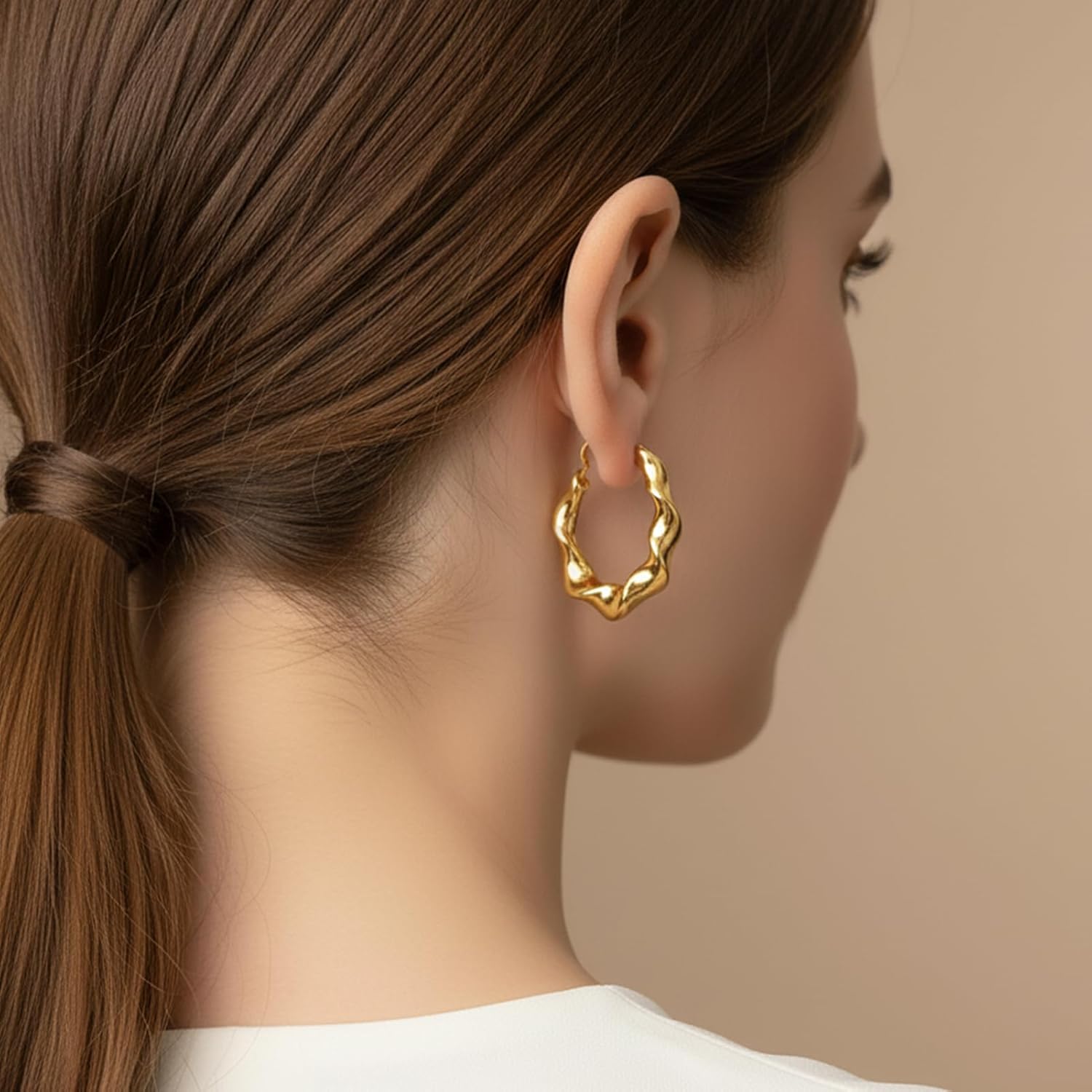 Chunky Gold Hoop Earrings for Women 18K Gold Plated Thick Hoops Earrings Big Chunky Hoop Earrings - Image 6