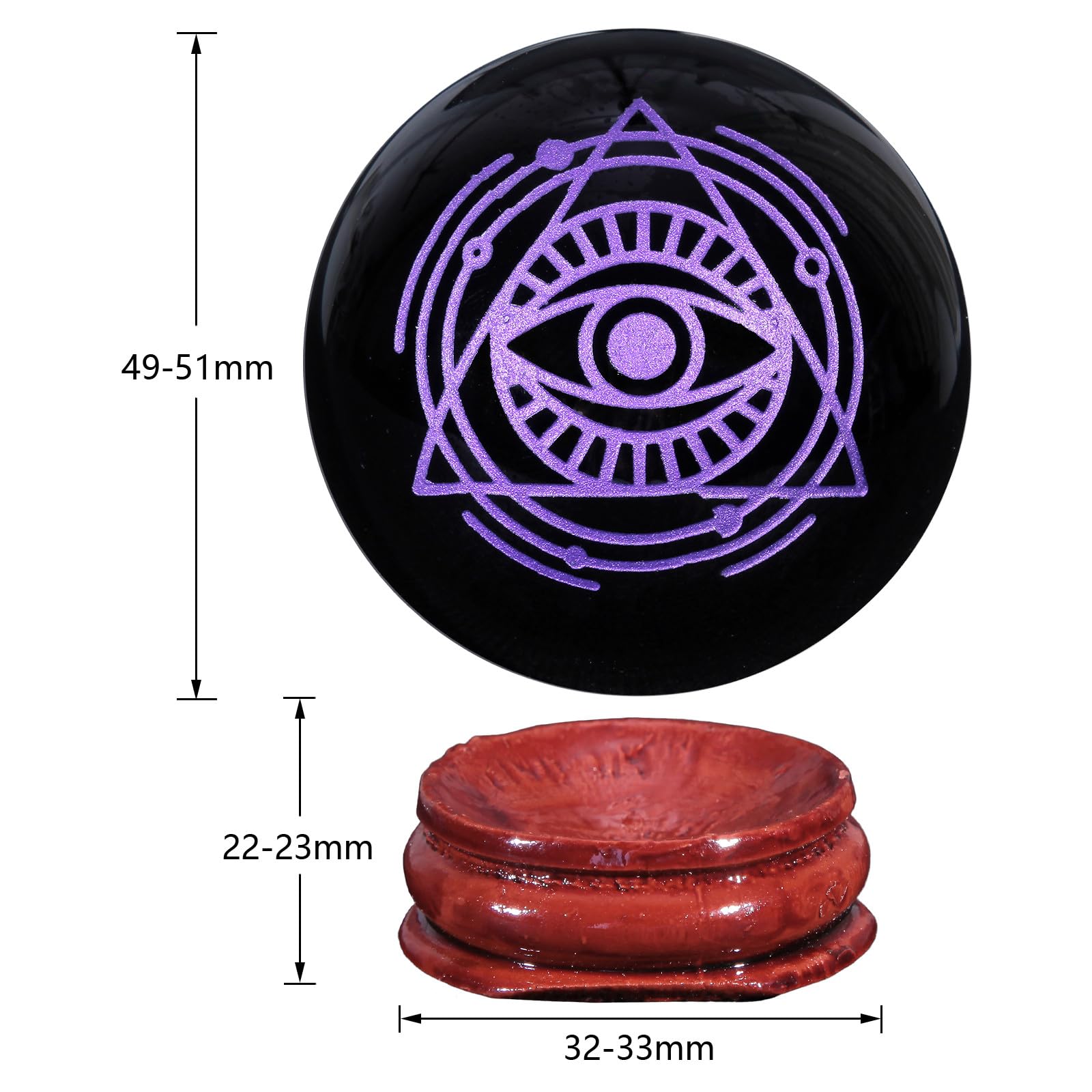 Nupuyai 1.9" Engraved Symbol Obsidian Crystal Ball with Stand - Image 2