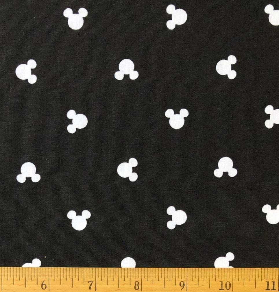 1 Yard - Mini Mickey Mouse Ears Dot Tossed on Black Cotton Fabric - Officially Licensed (Great for Quilting, Sewing, Craft Projects, Throw Blankets & More) 1 Yard X 44"