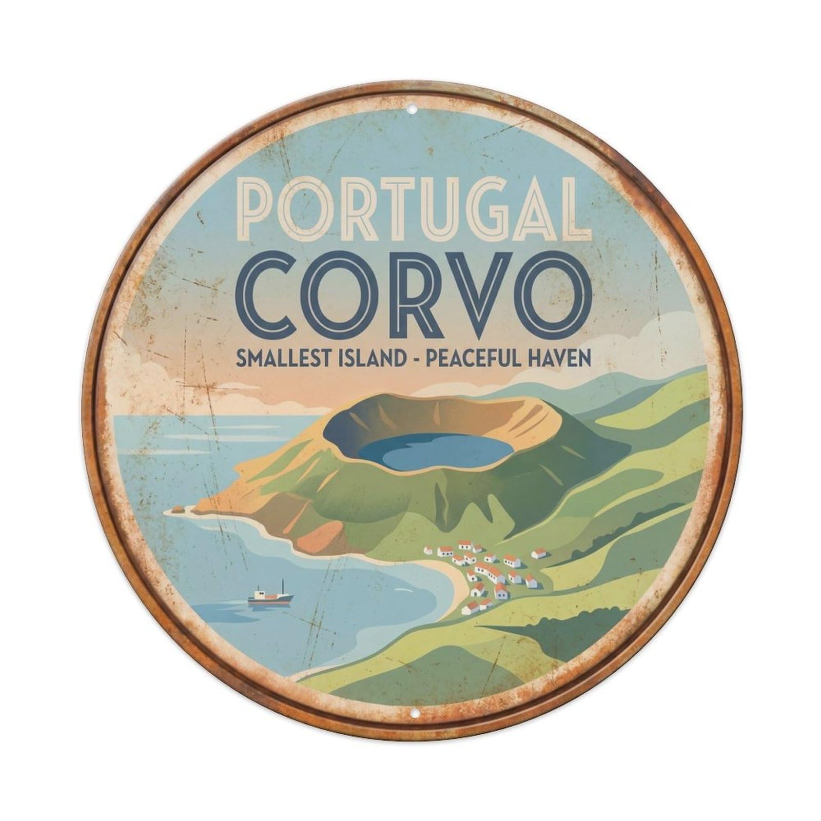 Corvo Smallest Atlantic Vintage Travel Classic Scenery Metal Tin Sign