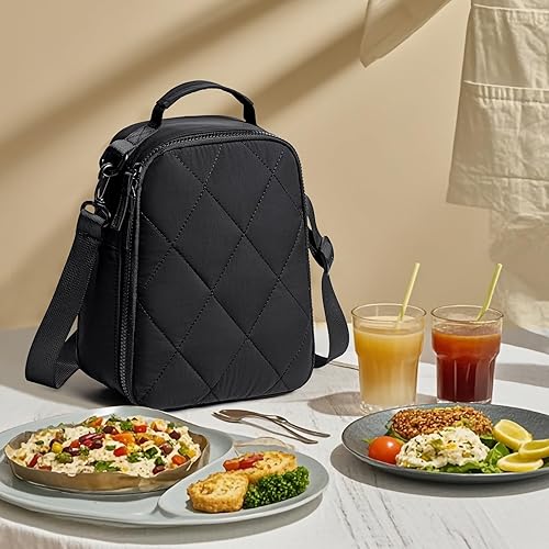 Miniatura 5 de LOIDOU Lonchera para niños y niñas, bolsa de almuerzo térmica, reutilizable, para viajes escolares (color negro)