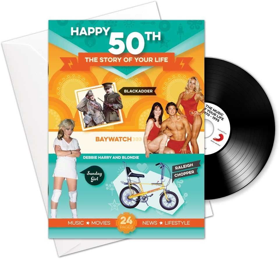 Happy 50th Story of Your Life 24 Page Booklet Greeting Card and Music Download Featuring 15 Hit Songs of Your Life
