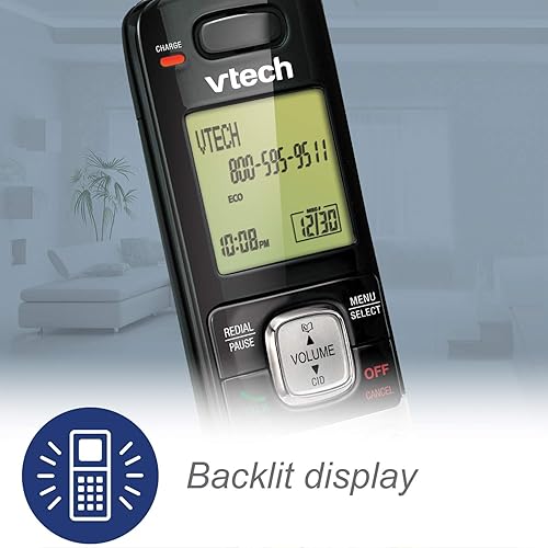 Miniatura 6 de Teléfono Vtech DECT 6.0 con identificador de llamadas / llamada en espera, plata / negro con 2 auriculares inalámbricos, Azul 1 Auricular Azul