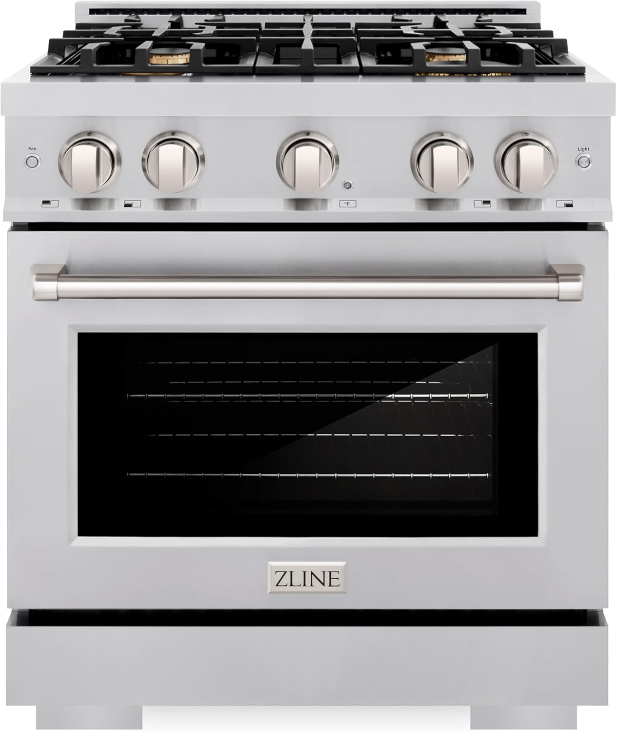 ZLINE 30 in. 4.2 cu. ft. Select Gas Range with Convection Gas Oven in Stainless Steel with 4 Brass Burners (HGR-BR-30)