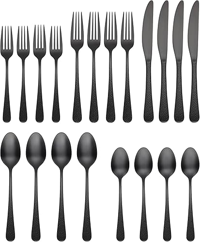 Miniatura 2 de Cambridge Silversmiths Keene - Juego de cubiertos de satén negro de 20 piezas, servicio para 4