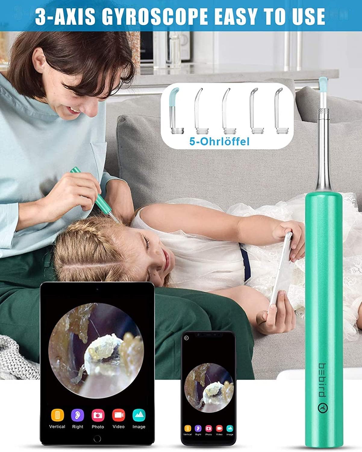 Illustration of 3-axis gyroscope for easy use with BEBIRD C3
