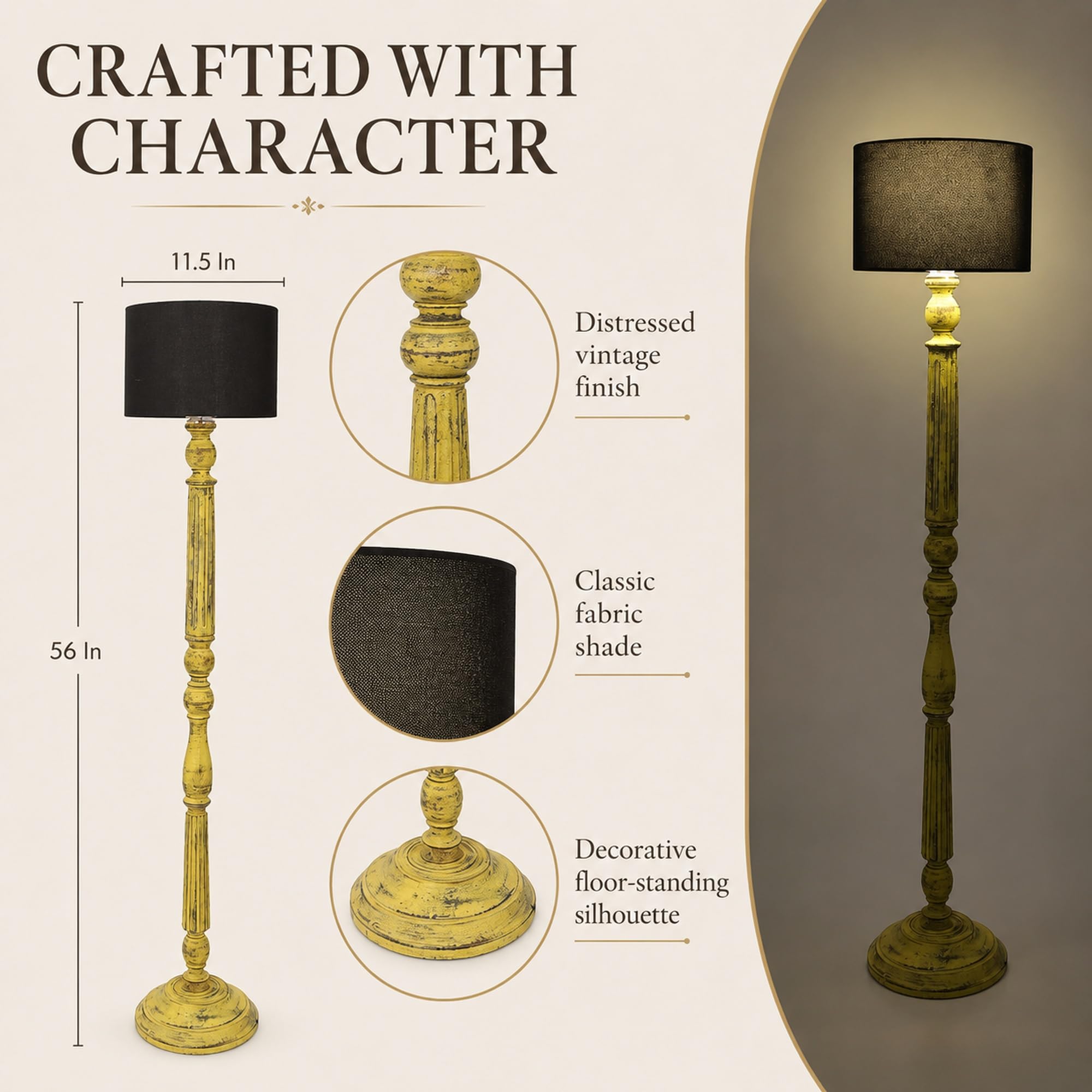 Tu Casa Mango Wood Floor Lamp - Modern Home Lighting -7