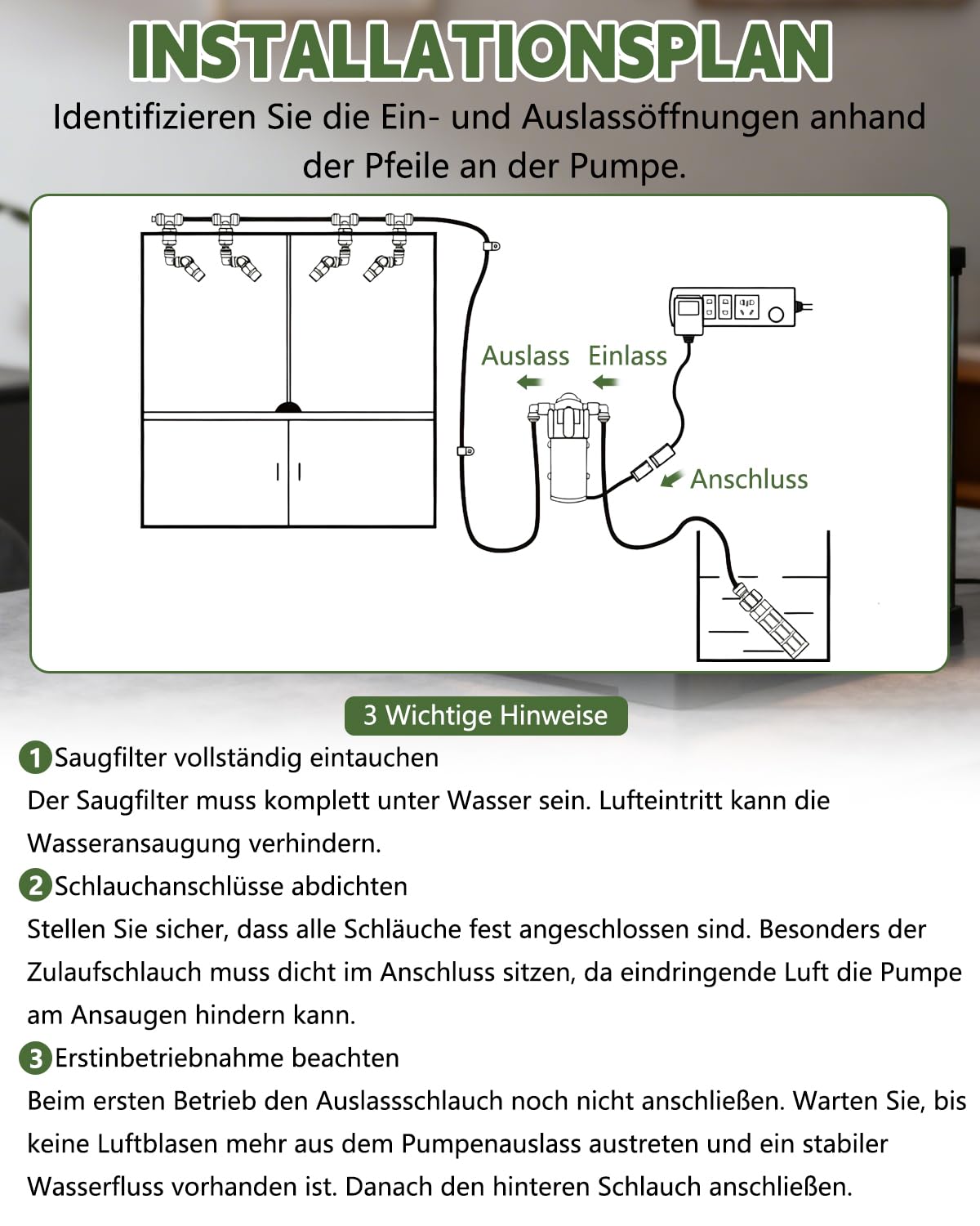 Reptilien Luftbefeuchter mit 6 SprüHdüsen, Beregnungsanlage für Terrarium mit Sprühdüsen 360 ° Verstellbare/Silent-Design, Reptilien ZerstäUber für Terrarien Amphibie Npflanzen Pflanzen Regenwald
