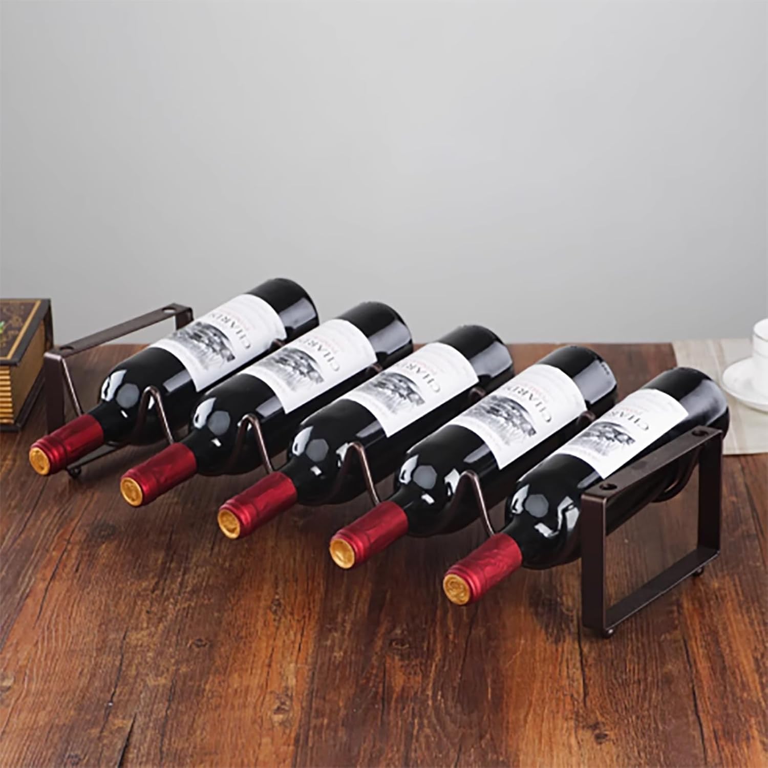 Estante para Botellas de Vino Apilable, Soporte de Metal Retro