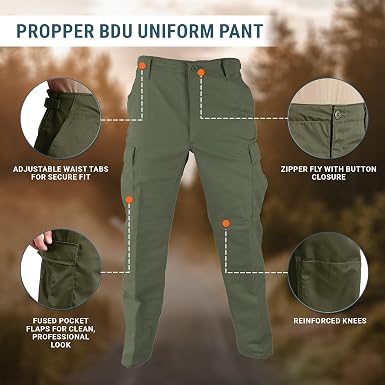 Propper BDU Regolare - Pantaloni Uomo In Taglio Militare, Tessuto Resistente, Vita Regolabile E Design A Sei Tasche