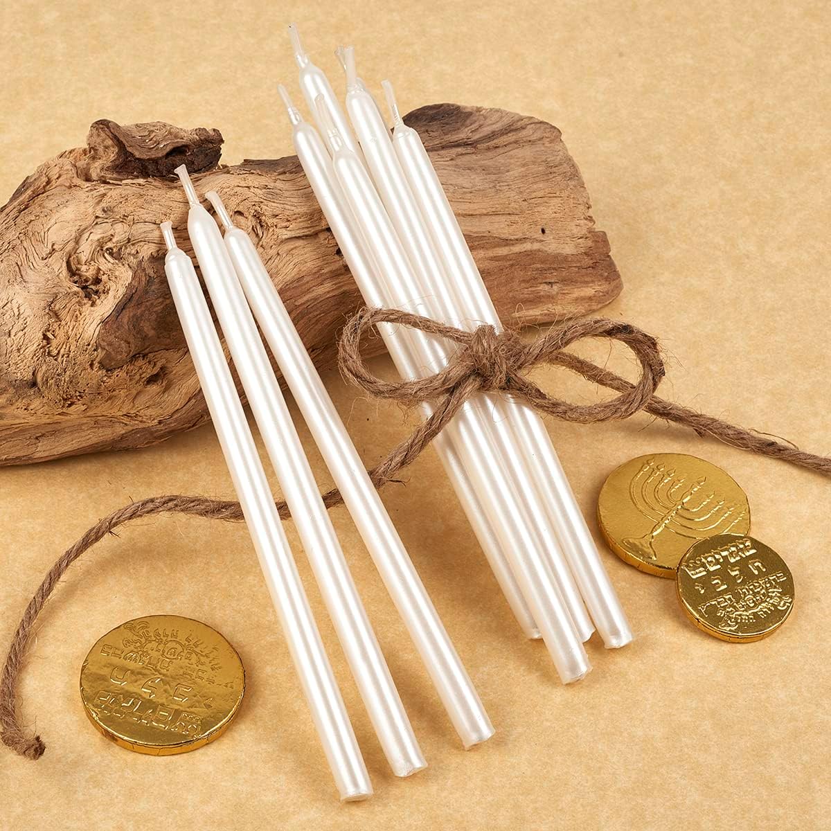 Premium Dripless Pearl Hanukkah Candles Thin Tapered Deluxe Glazed Pearl Candle Set of 45 Ultimate Cream White Elegant Chanukah Menorah Candles by Aviv Judaica