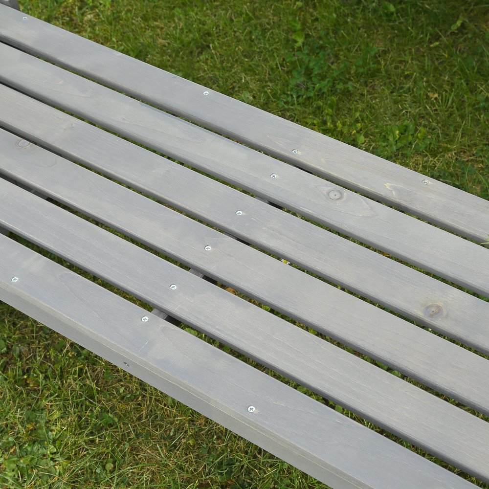 Melko Gartenbank Holzbank mit Blumenkasten 180 cm 2-Sitzer Parkbank Grau | wetterfest imprägniert, 2 Pflanzkästen für Blumen, bequeme breite Sitzlatten, für Terrasse und Balkon, inkl. Montagematerial