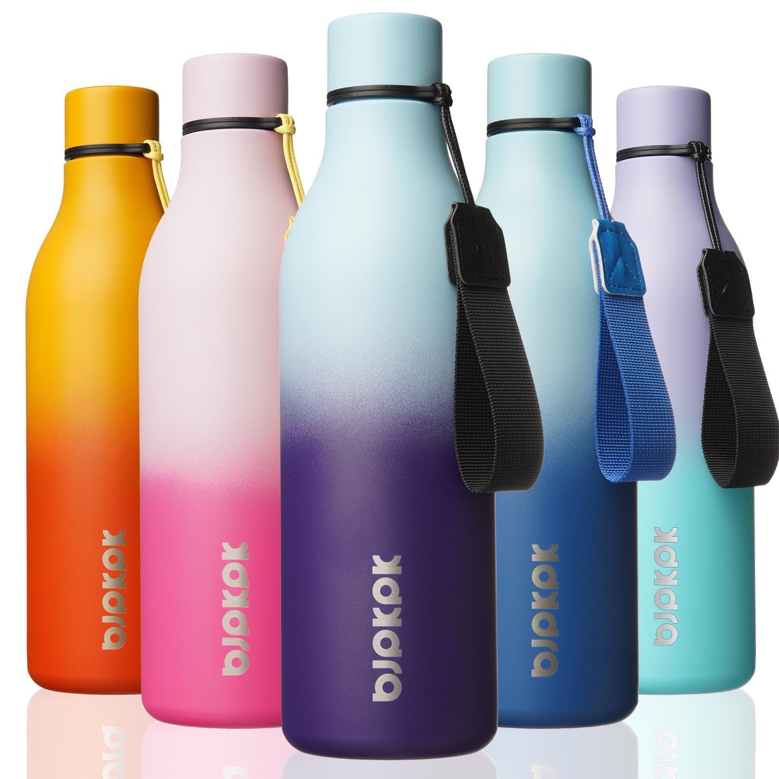 BJPKPK 25oz Insulated Water Bottle, Stainless Steel Bottle with Carry Strap | Keep Cold &amp; Hot Vacuum Insulation, Leak-Proof BPA-Free Design, Slim Bottle Fits Most Cup Holders for Gym, Office &amp; Travel